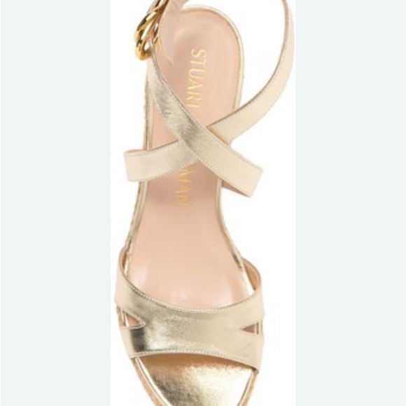 NWOT Stuart Weitzman Gold Zuzu wedge sandals - Picture 5 of 13